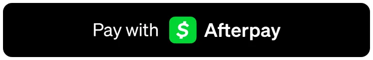 Black payment button with the text Pay with, a green Cash App icon, and the Afterpay wordmark
